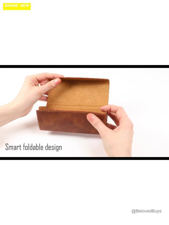 Genuine Leather Handmade Foldable Sunglass Case, Protective Eyeglass Pouch main image 6